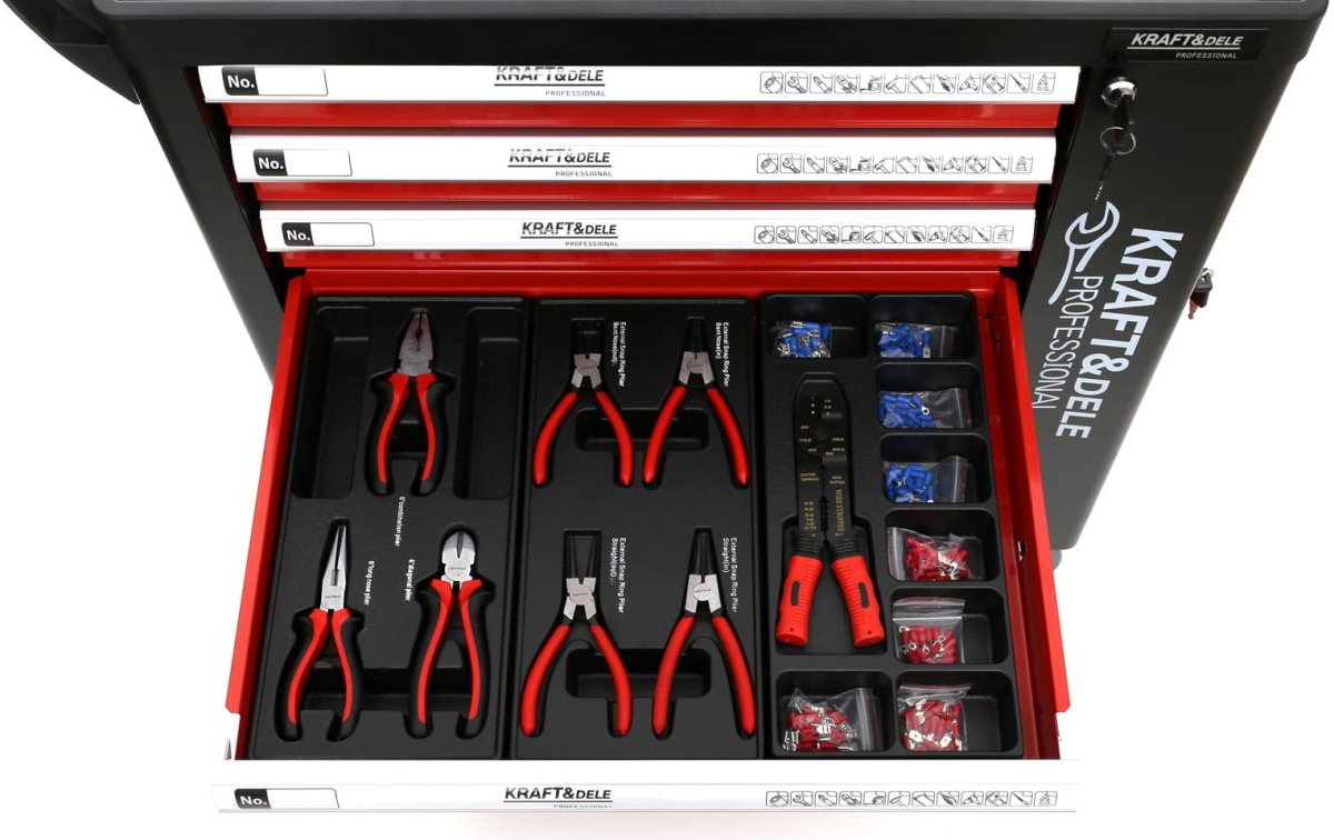 KRAFT&DELE KD362 tööriistakapp 263 - osaline – lukuga, ratastel - Ostuklikk