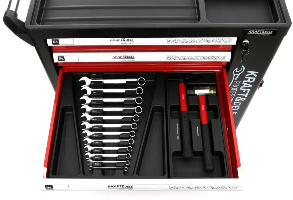 KRAFT&DELE KD362 tööriistakapp 263 tööriistaga, lukustatav, ratastel