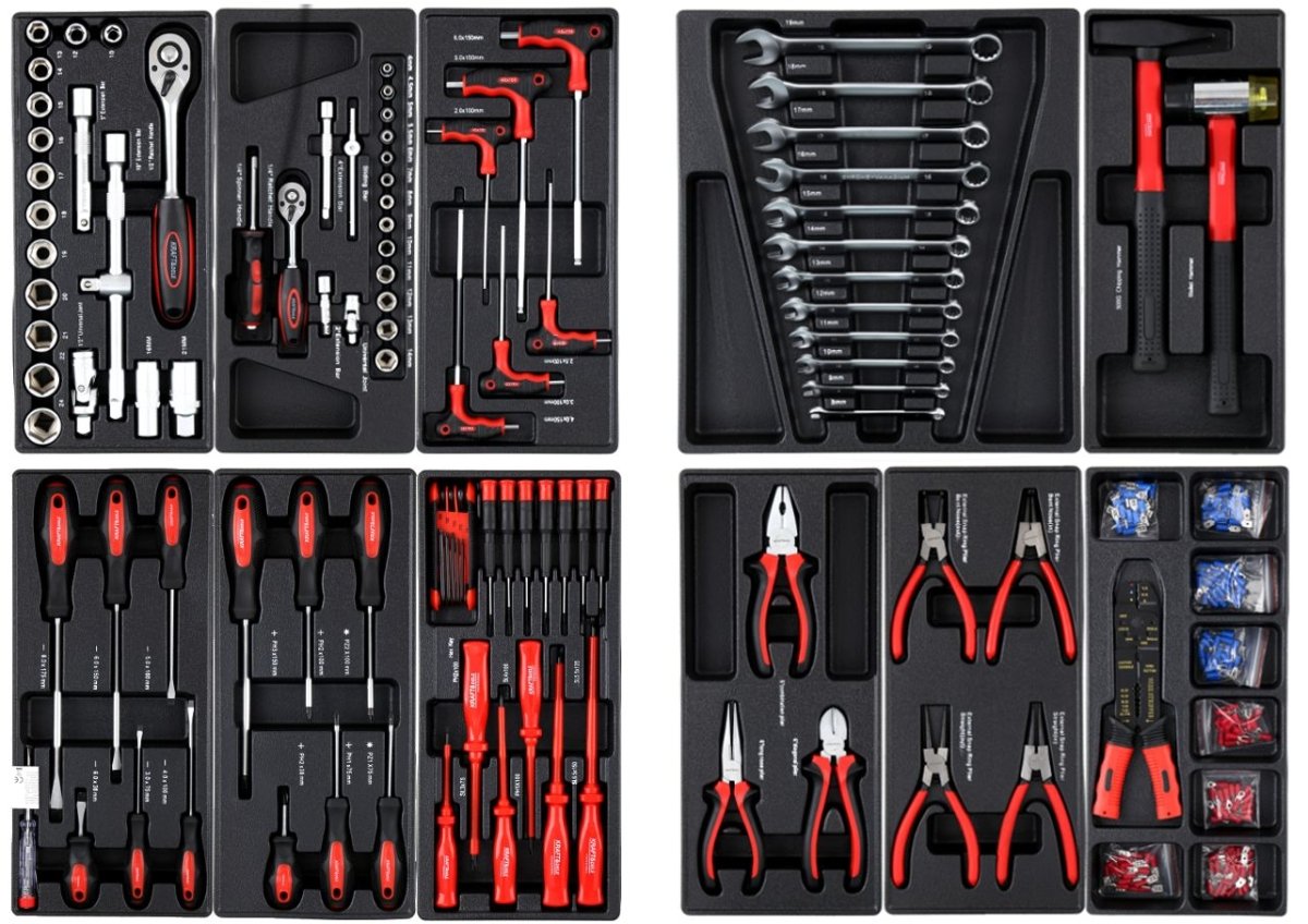 KRAFT&DELE KD362 tööriistakapp 263 tööriistaga, lukustatav, ratastel