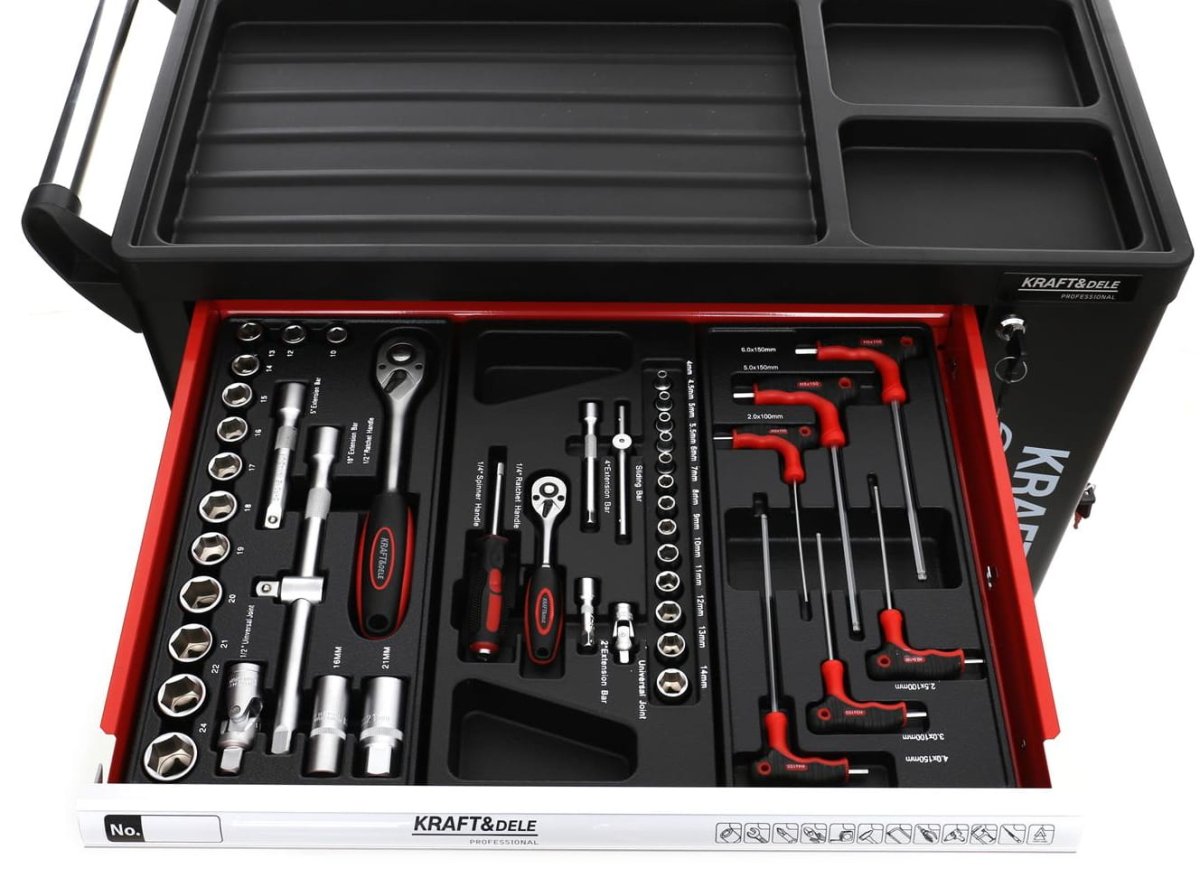 KRAFT&DELE KD362 tööriistakapp 263 tööriistaga, lukustatav, ratastel
