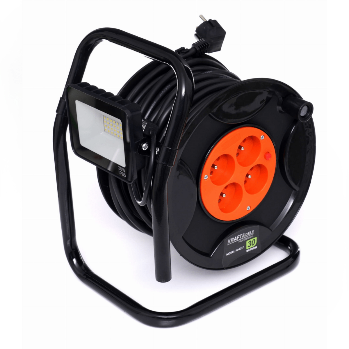 KRAFT&DELE KD4037 kaablirull 30m koos 20W LED töövalgustiga (30 m)