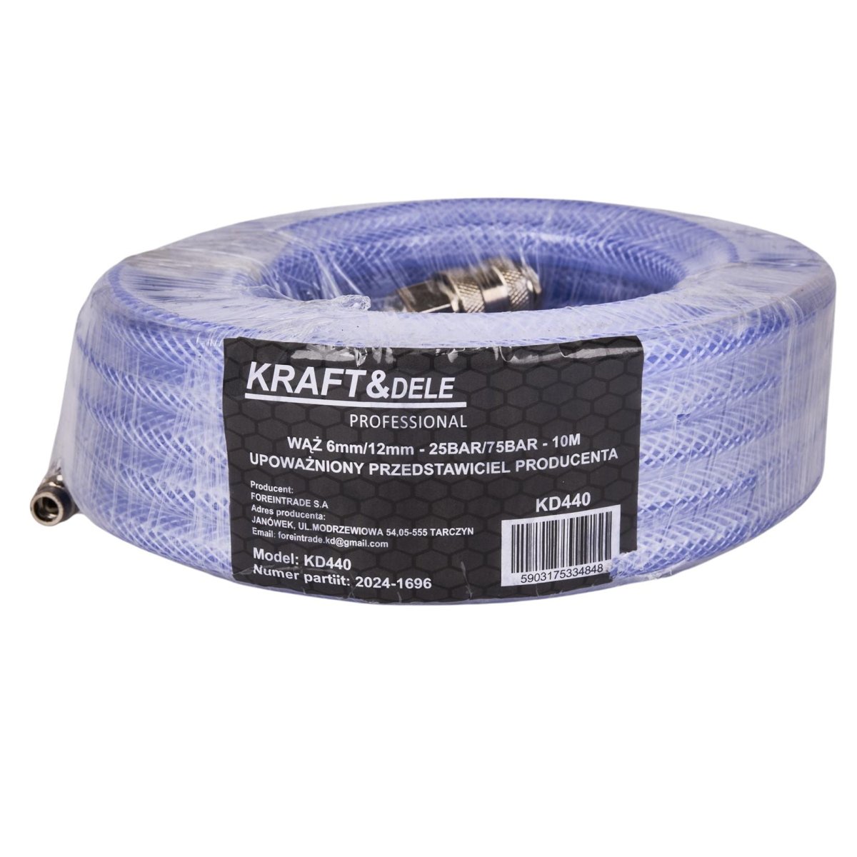 KRAFT&DELE KD440 tugevdatud pneumovoolik 12 mm × 10 m (PVC) - Ostuklikk