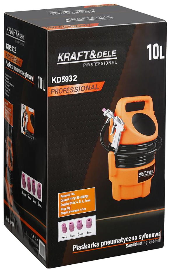 KRAFT&DELE KD5932 pneumaatiline sifoonliivaprits, 10 L (4 otsikut) - Ostuklikk