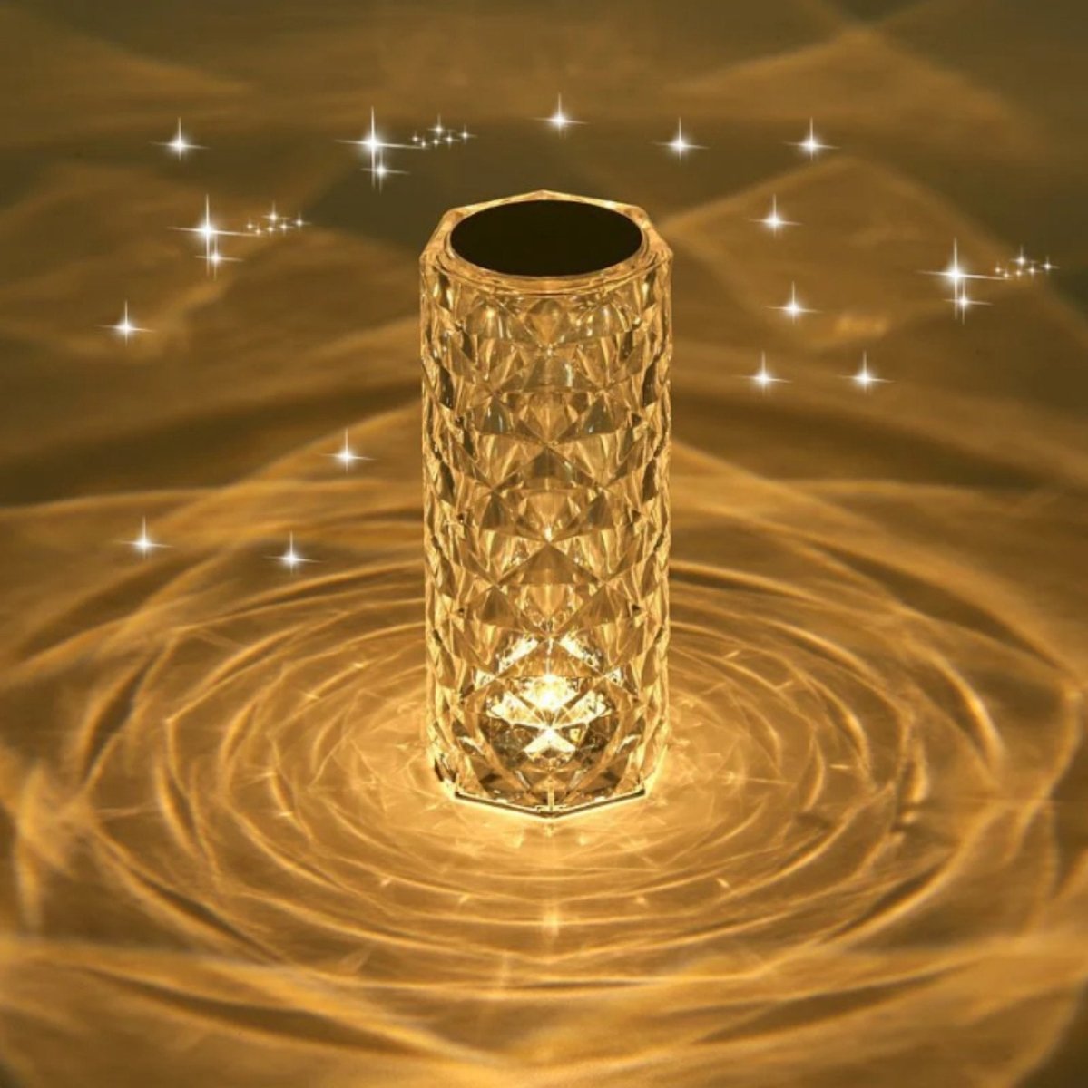 Crystal Pattern LED Table Lamp with Remote – 16 Colors, USB Rechargeable