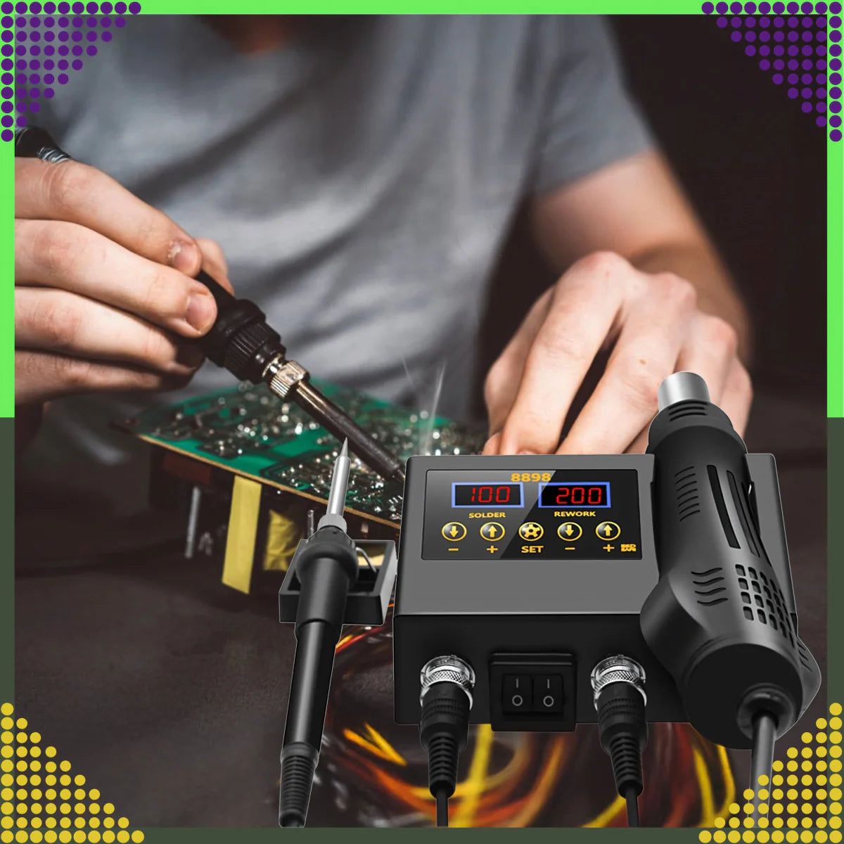 660W kuumaõhu jootmisjaam koos 60W jootekolviga 2-ühes komplekt