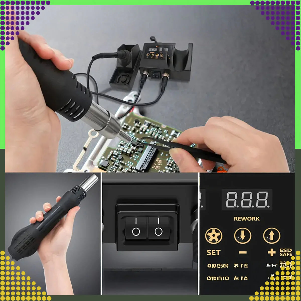 660W kuumaõhu jootmisjaam koos 60W jootekolviga 2-ühes komplekt