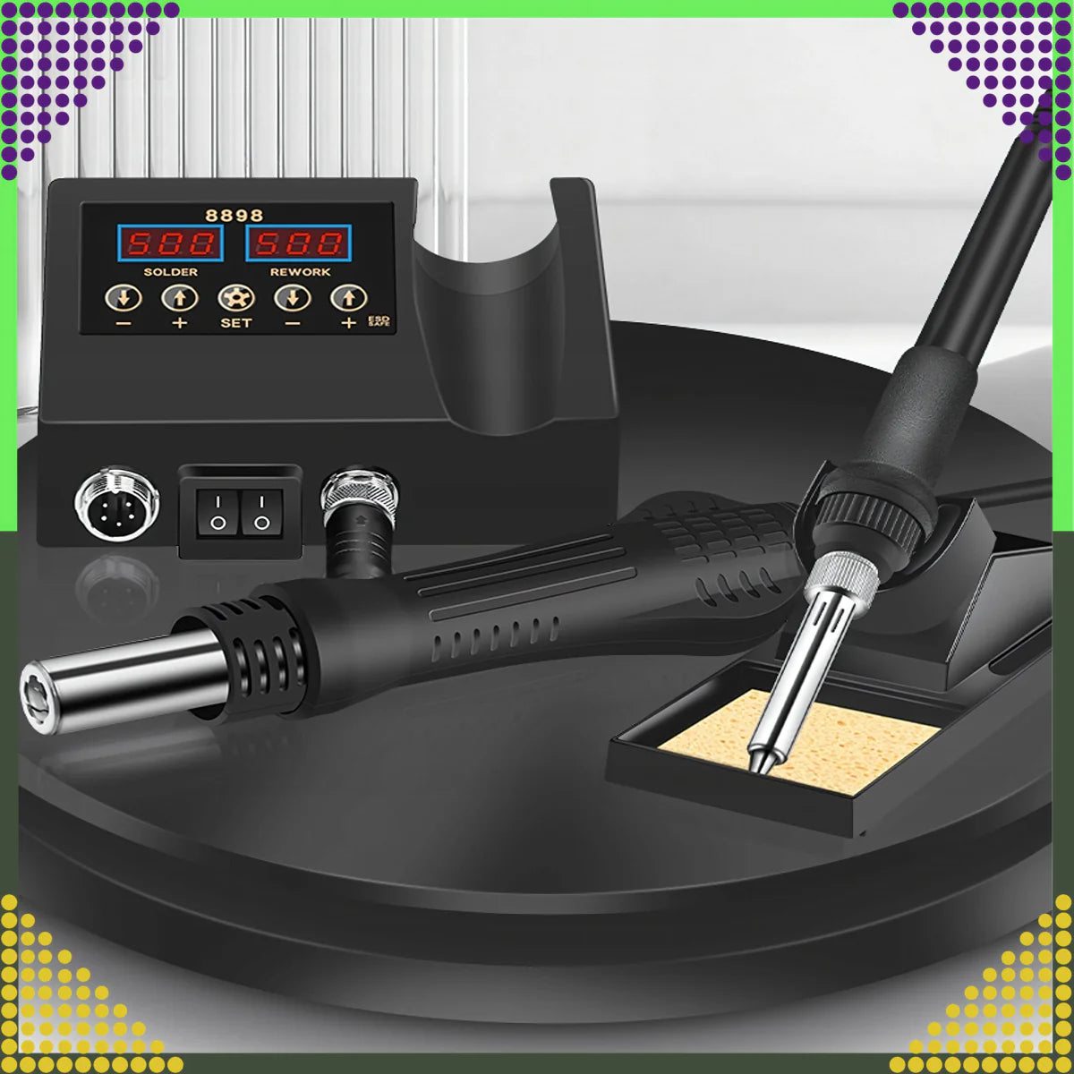 660W kuumaõhu jootmisjaam koos 60W jootekolviga 2-ühes komplekt