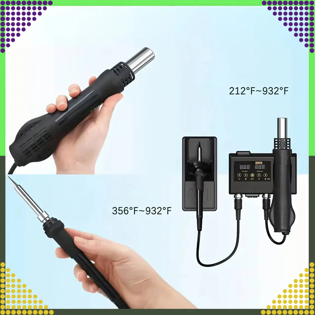 660W kuumaõhu jootmisjaam koos 60W jootekolviga 2-ühes komplekt