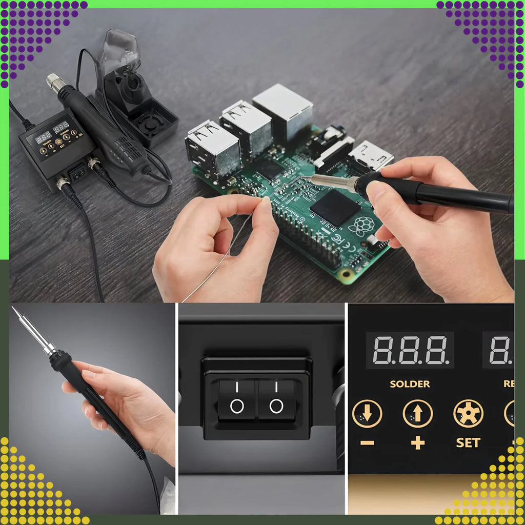 660W kuumaõhu jootmisjaam koos 60W jootekolviga 2-ühes komplekt