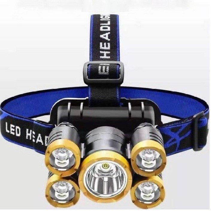 Kvaliteetne 5-LED pealamp reguleeritava nurga ja laetava akuga