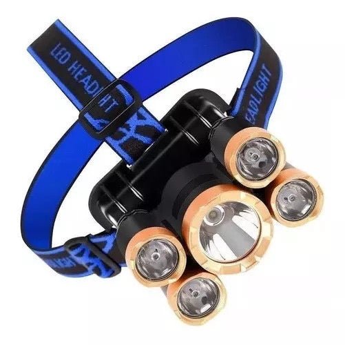 Kvaliteetne 5-LED pealamp reguleeritava nurga ja laetava akuga