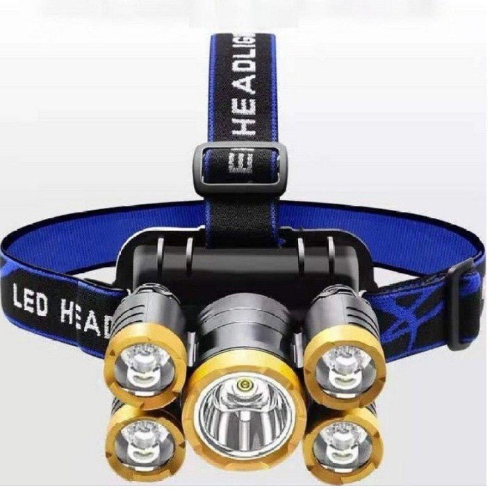 Kvaliteetne 5-LED pealamp reguleeritava nurga ja laetava akuga