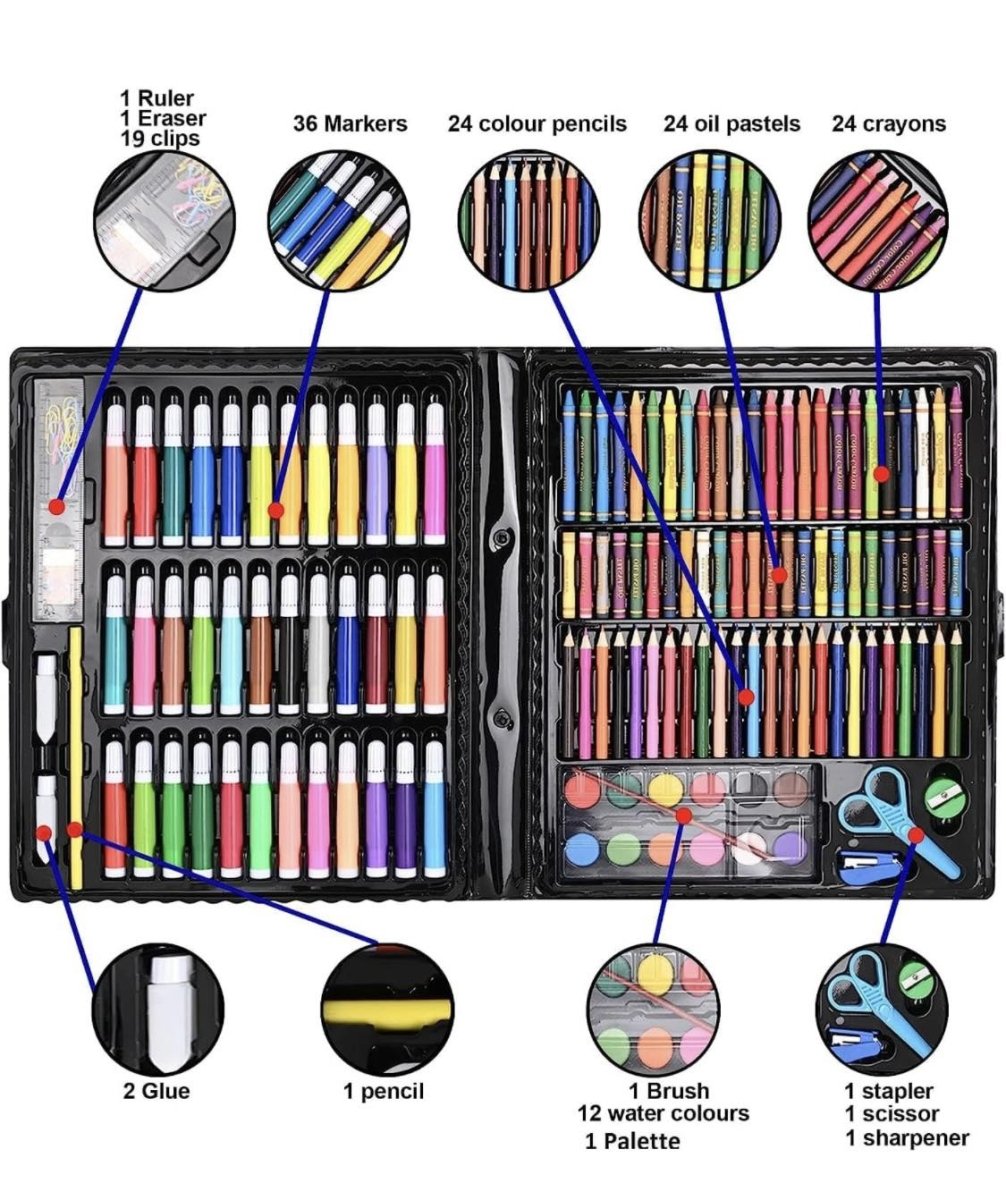 Kvaliteetne joonistamise kunstikomplekt – 150 tk