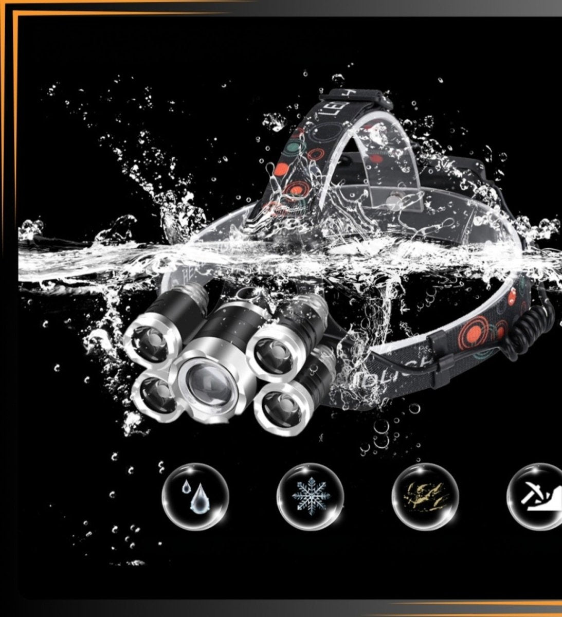 Laetav 5×LED pealamp koos 2×18650 akuga ja 5 režiimiga (ARSA GO)