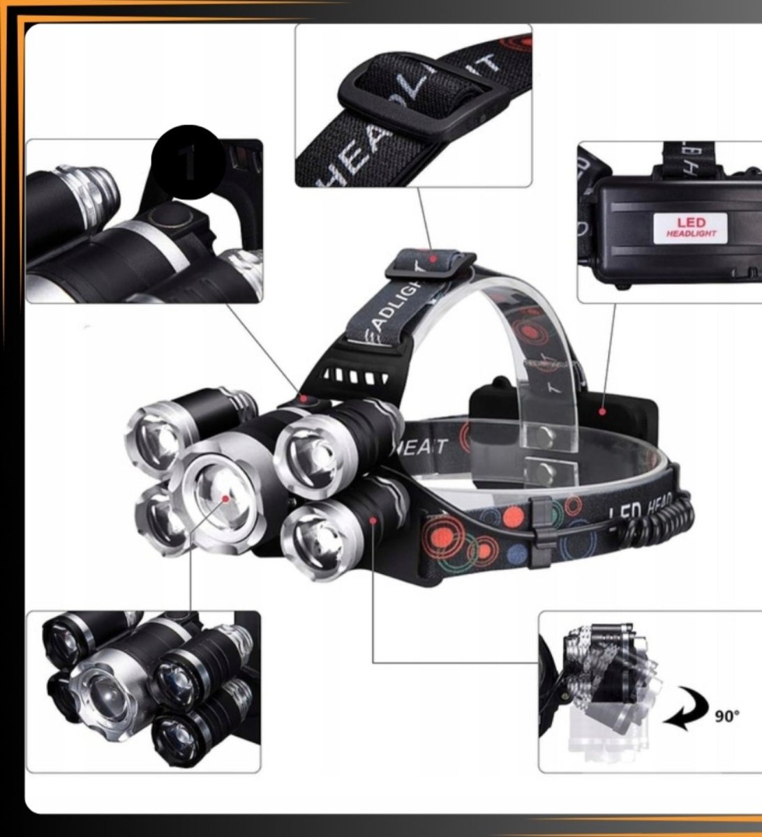 Laetav 5×LED pealamp koos 2×18650 akuga ja 5 režiimiga (ARSA GO)