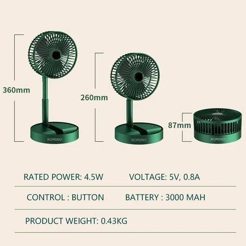 Rechargeable Folding Fan USB-C up to 10 Hours