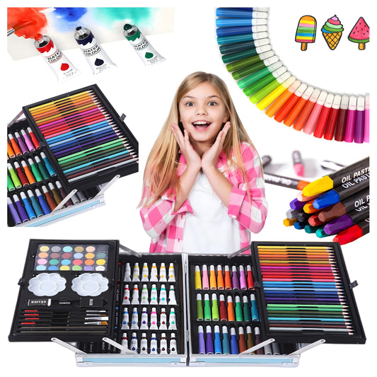 Laste kunstikomplekt 145 osa roosas kohvris - Ostuklikk