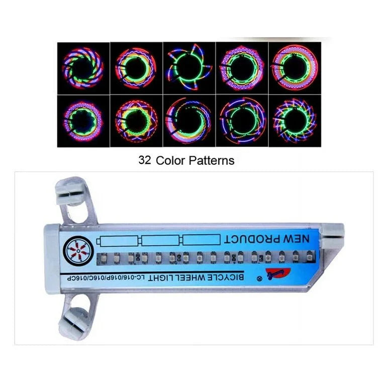 Jalgratta LED-tuli 32 LEDi ja 30 mustriga, 16.5 x 4 cm
