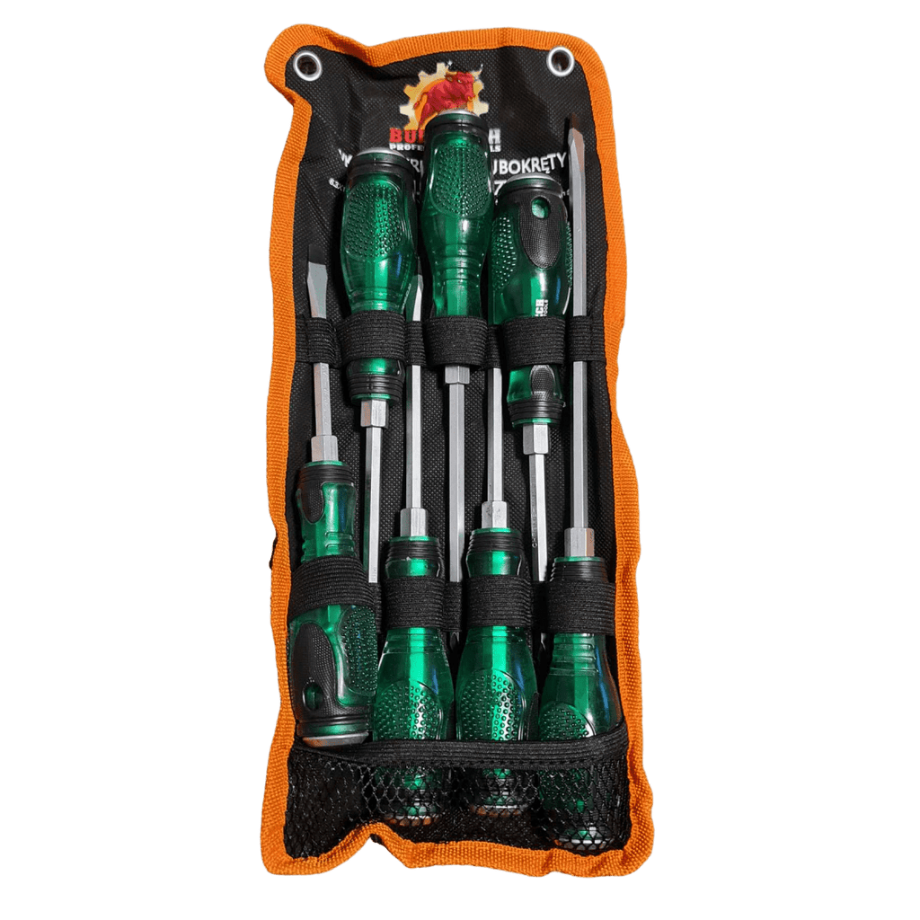 7-osaline lööktööriistade kruvikeerajate komplekt metallist otste ja magnetiliste tippudega (7 tk)