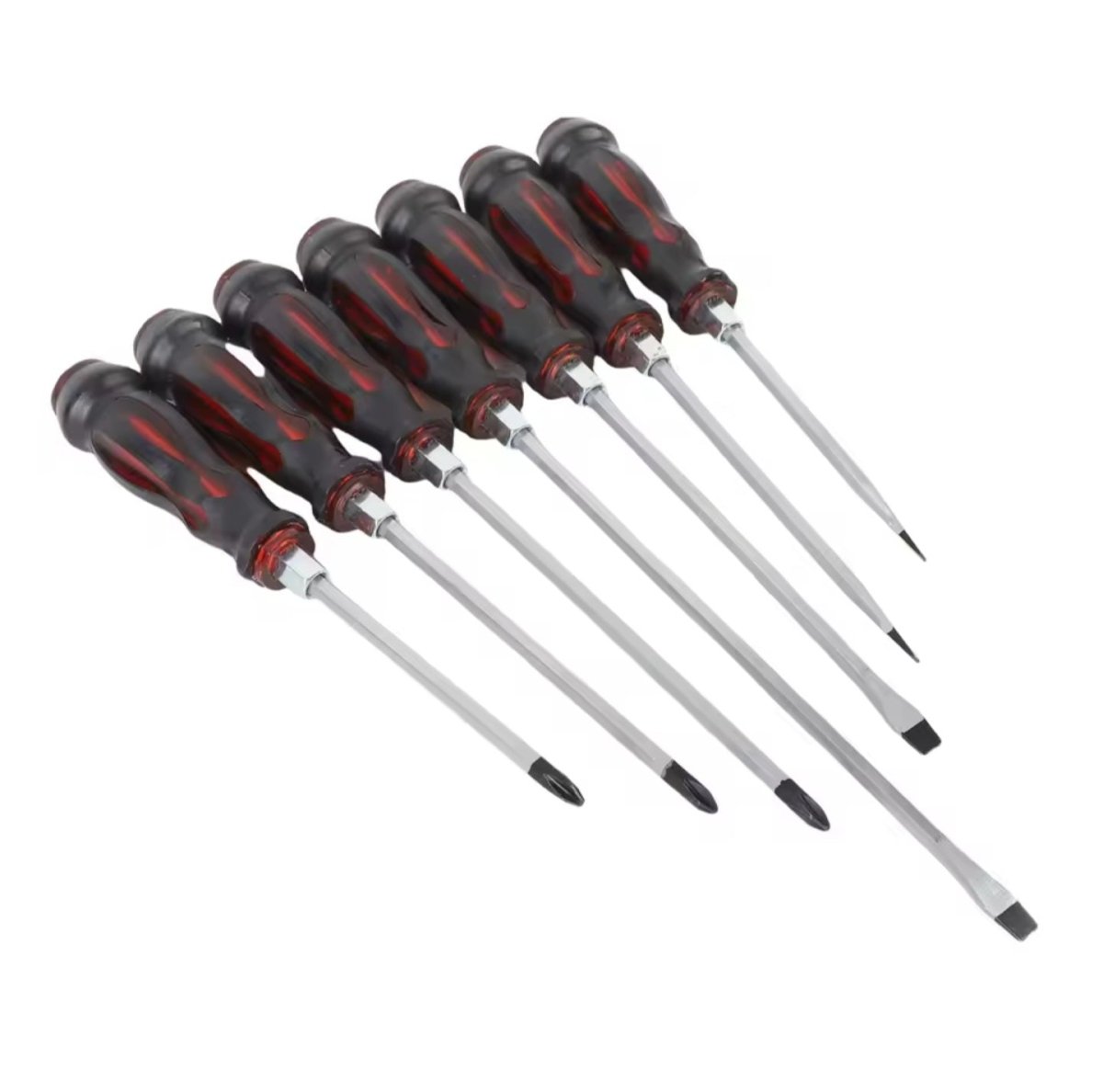 7-osaline lööktööriistade kruvikeerajate komplekt metallist otste ja magnetiliste tippudega (7 tk)