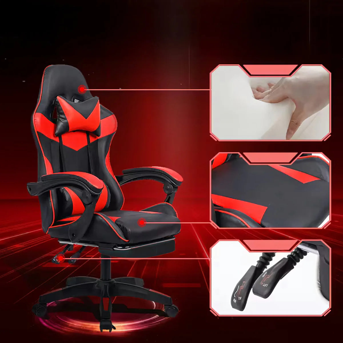 Mänguri/kontoritool jalatoega, kandevõime kuni 150 kg