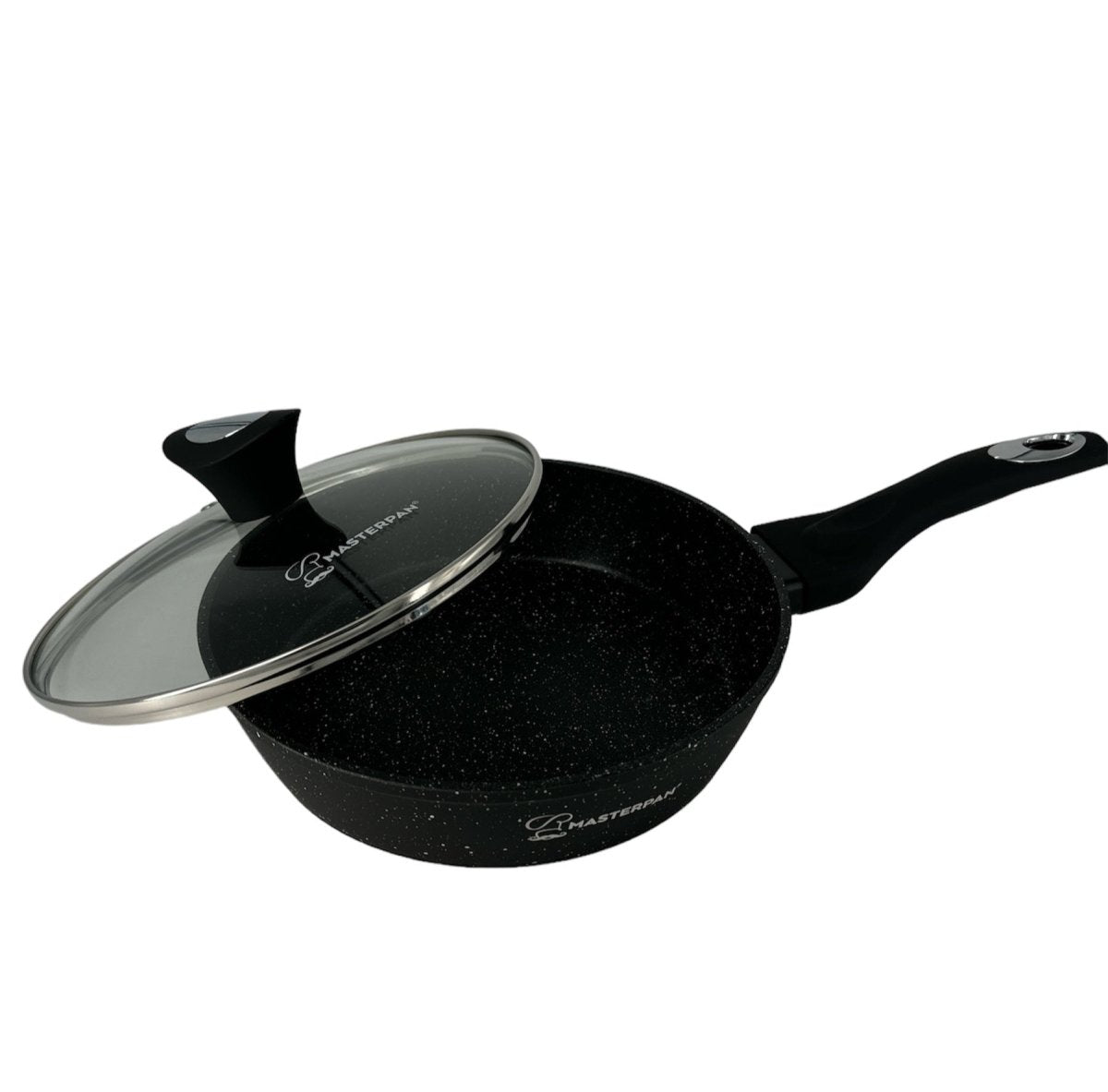 MASTERPAN 30 cm Non-Stick Frying Pan with Lid, High Edges
