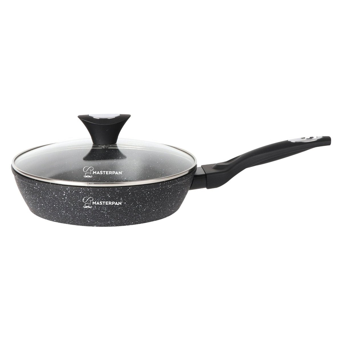 MASTERPAN 30 cm Non-Stick Frying Pan with Lid, High Edges
