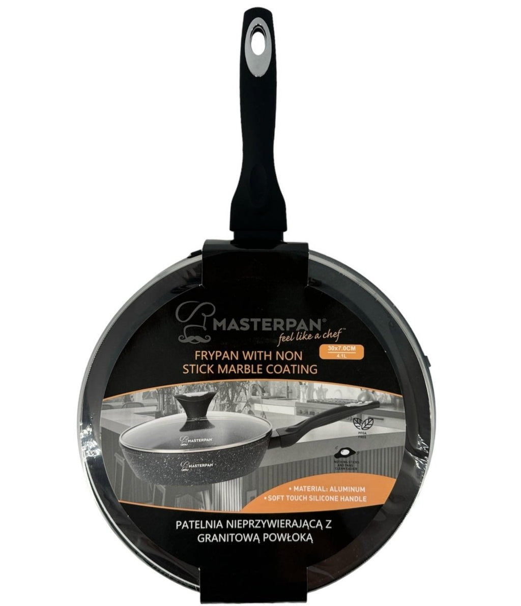 MASTERPAN 30 cm Non-Stick Frying Pan with Lid, High Edges