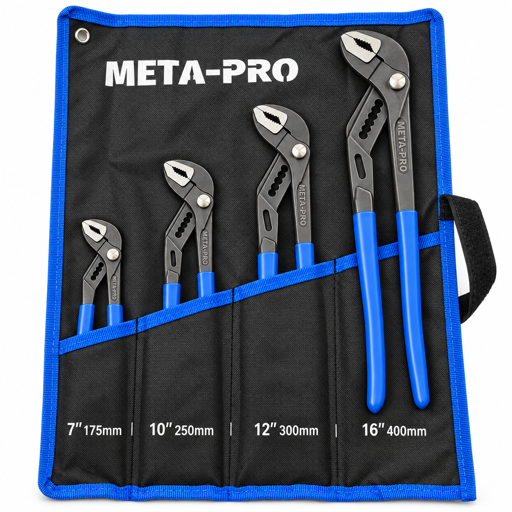 META-PRO GY8030 four-piece adjustable pliers set in roll pouch