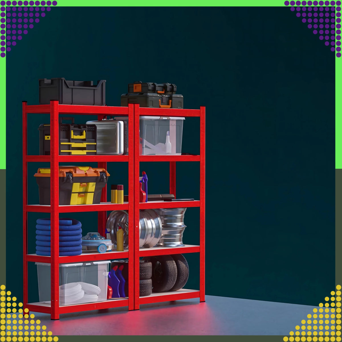 Metallriiul 180x90x40 cm, punane – 5 riiulit, 875 kg - Ostuklikk