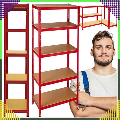 Metallriiul 180x90x40 cm, punane – 5 riiulit, 875 kg - Ostuklikk