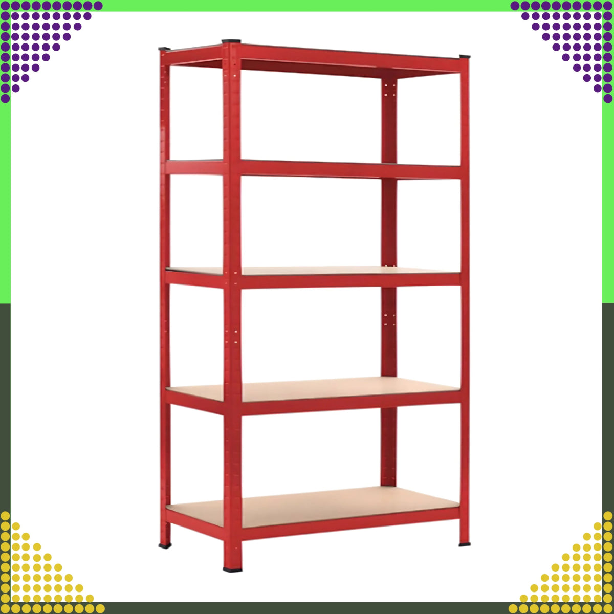 Metallriiul 180x90x40 cm, punane – 5 riiulit, 875 kg - Ostuklikk