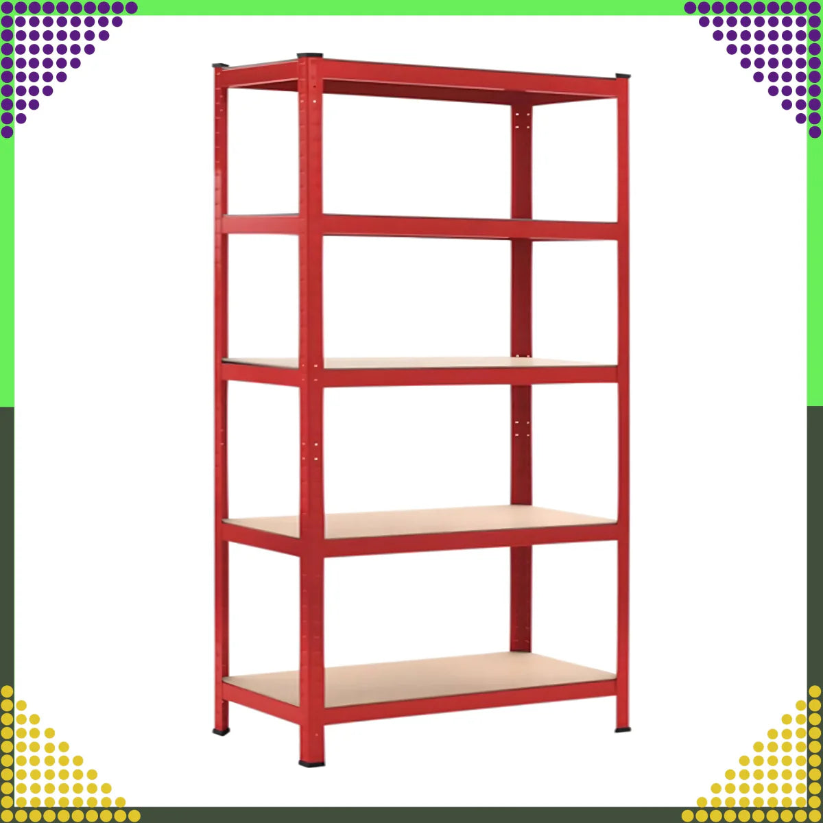 Punane metallist hoiuriiul 180x90x40 cm garaažile, keldrile, laole, kandevõime 875 kg