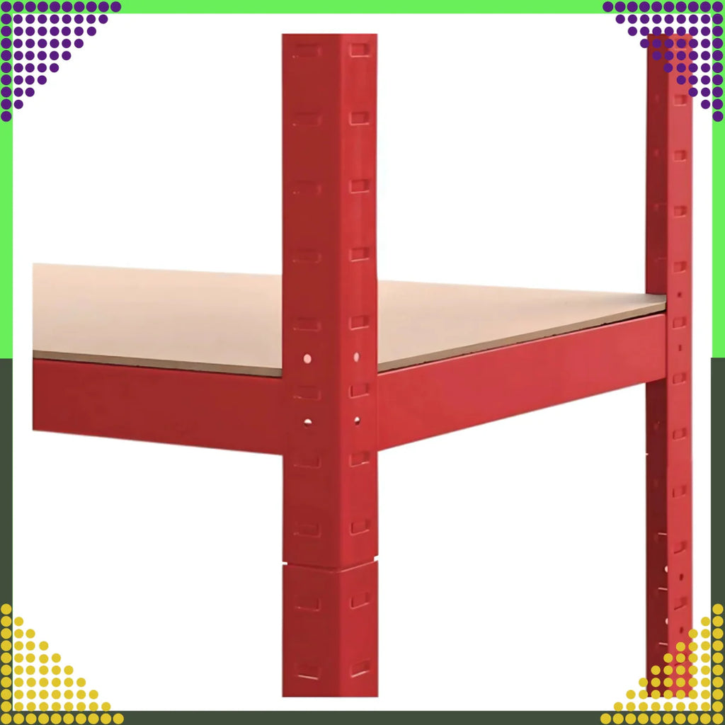 Punane metallist hoiuriiul 180x90x40 cm garaažile, keldrile, laole, kandevõime 875 kg