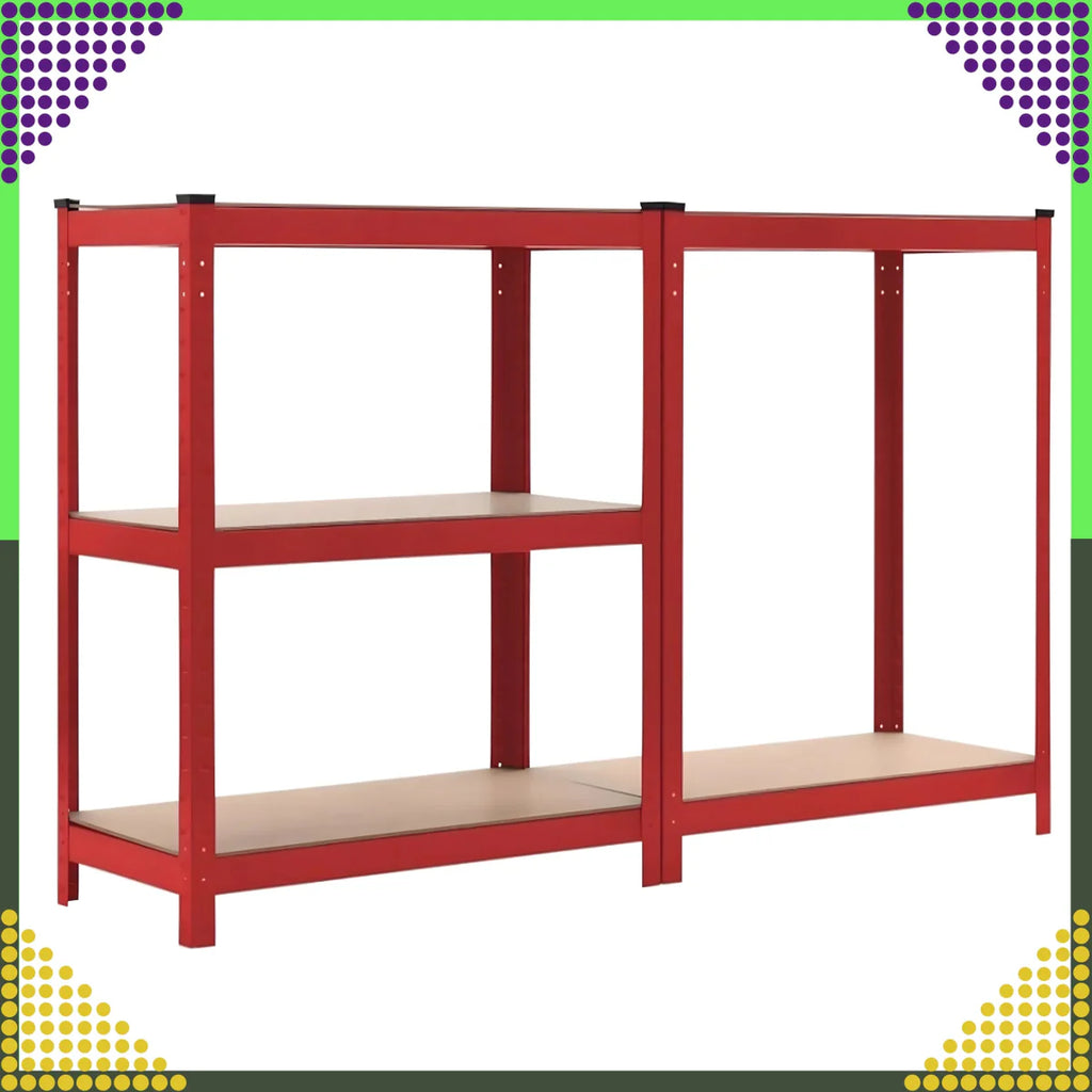 Punane metallist hoiuriiul 180x90x40 cm garaažile, keldrile, laole, kandevõime 875 kg