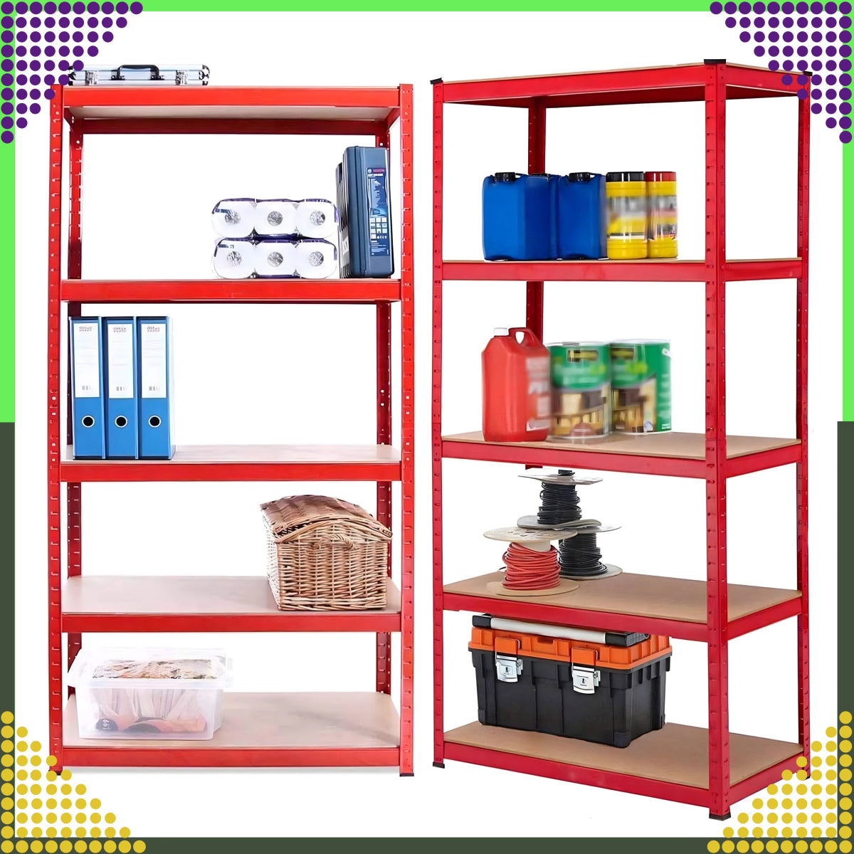 Metallriiul 180x90x40 cm, punane – 5 riiulit, 875 kg - Ostuklikk