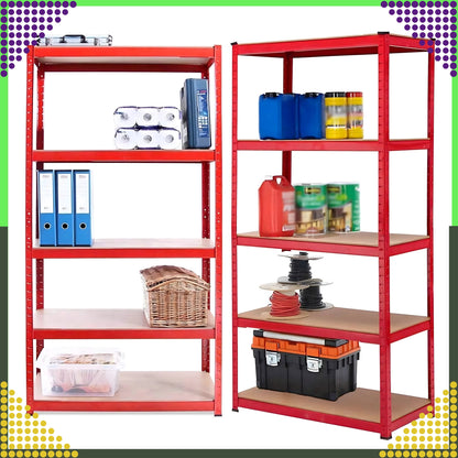 Metallriiul 180x90x40 cm, punane – 5 riiulit, 875 kg - Ostuklikk