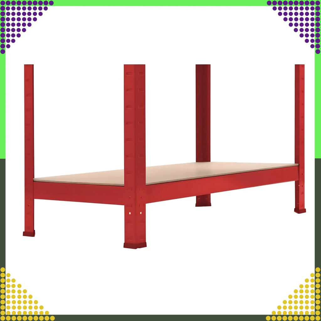 Punane metallist hoiuriiul 180x90x40 cm garaažile, keldrile, laole, kandevõime 875 kg