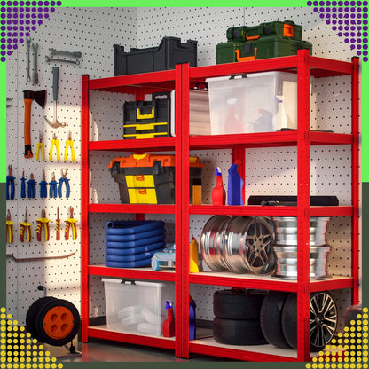 Metallriiul 180x90x40 cm, punane – 5 riiulit, 875 kg - Ostuklikk