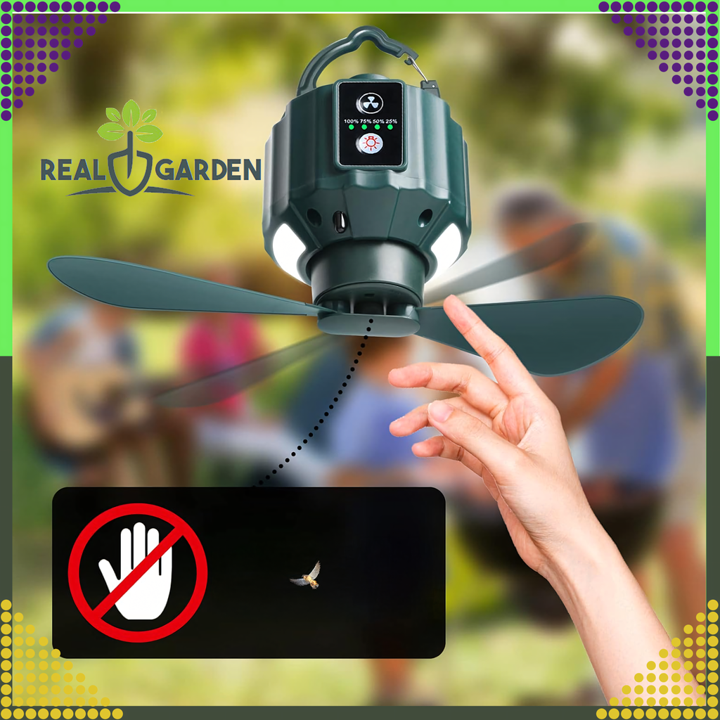 Portable 2in1 Ceiling Fan for Tent Bedroom Camping USB 5200 mAh