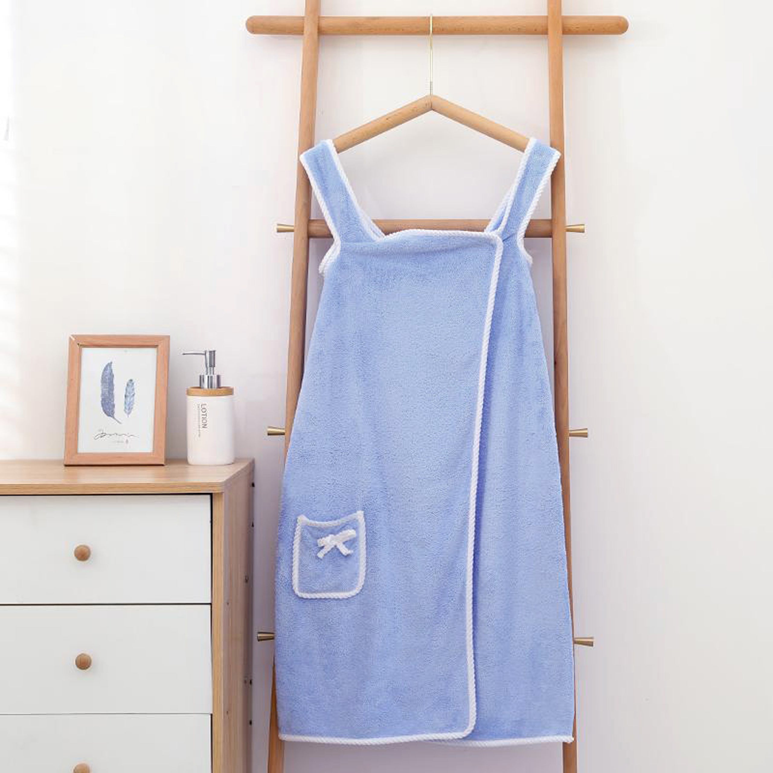 Bath Towel Tunic Sleeveless Robe Pareo Large 135 x 80 cm Blue
