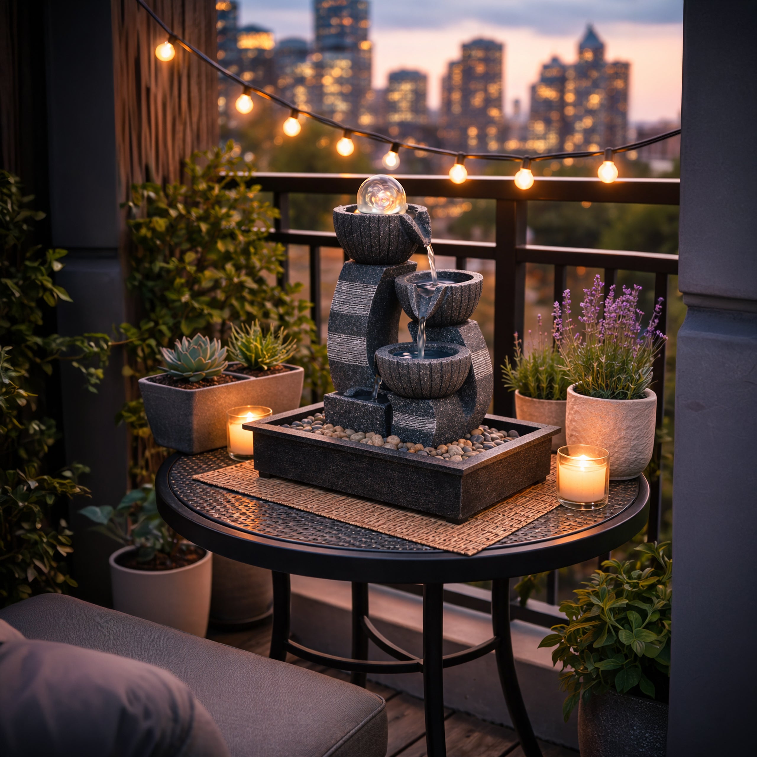 Decorative Tabletop Garden Fountain with LED 30x15.5x21 cm