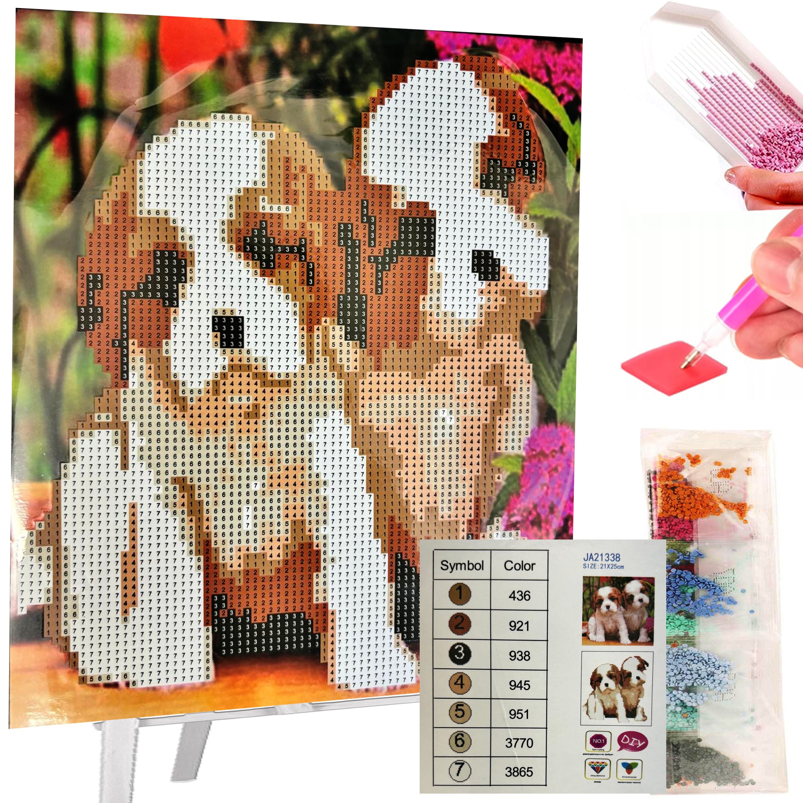 Teemanttikandi mosaiigikomplekt molbertiga 21x25cm lastele