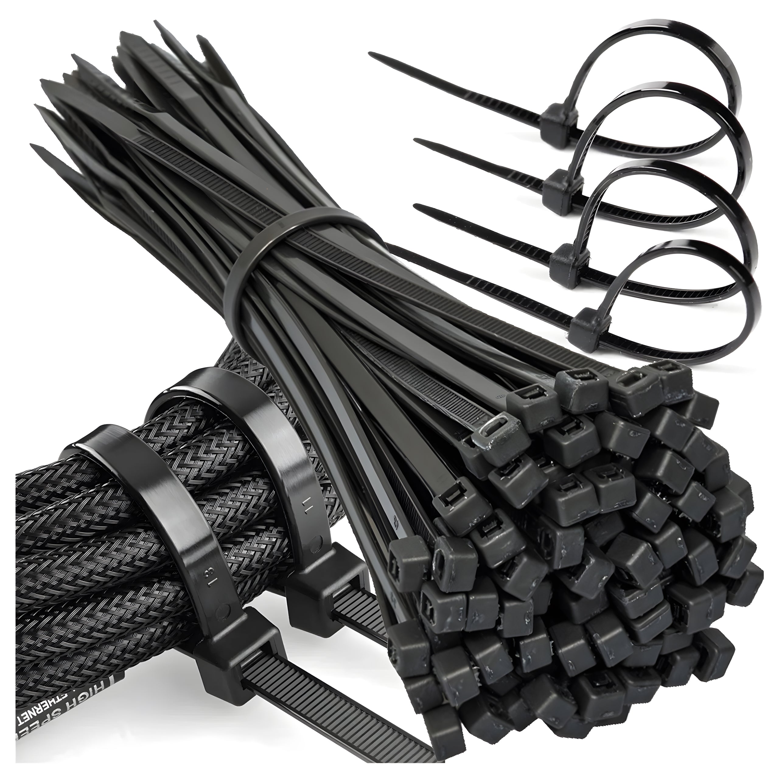 250x tugevad universaalsed Black kaablisidemed 3.6x200mm (F10)