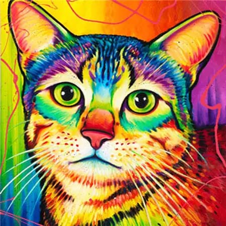 Diamond Painting 5D Mosaic Kit 65 - Colorful Cat Design