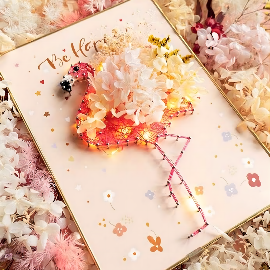 Loominguline komplekt niidikunstiks, Interroad tikkimine, LED-pilt raamis 21x30 cm