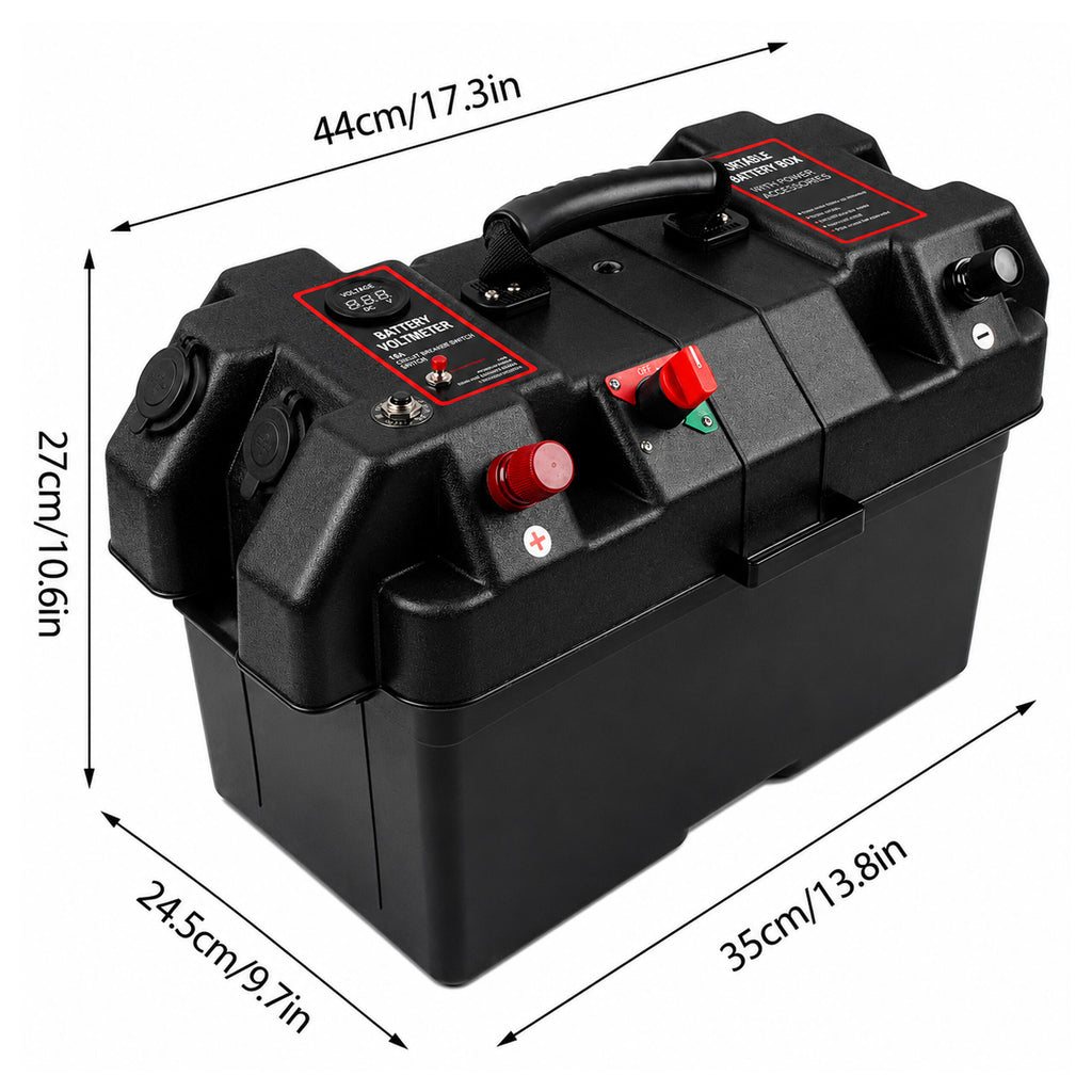 12V akukast voltmeetriga ja 2x USB-pordiga