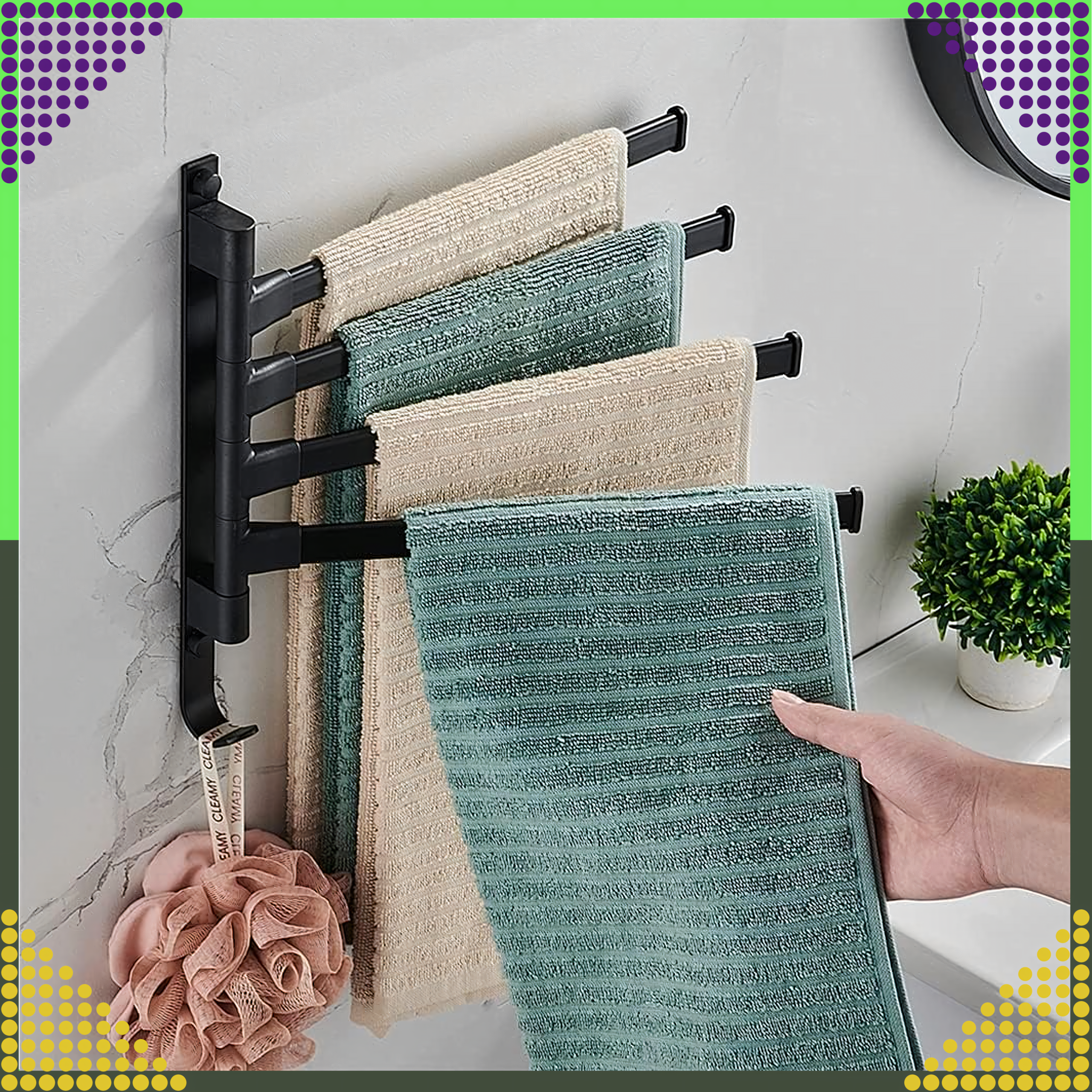 Pöörlev vannitoa ja köögi seinale kinnitatav rätikurest