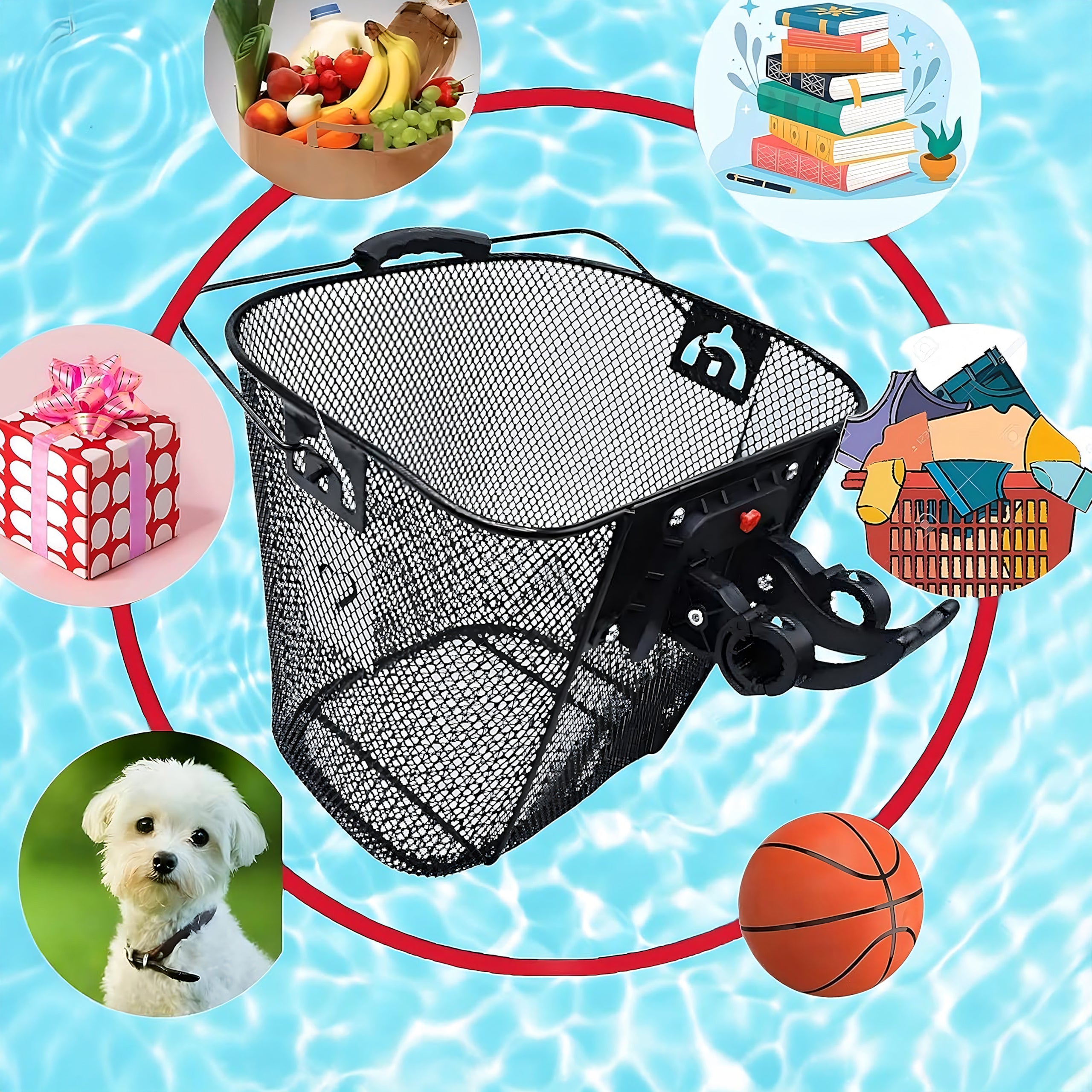 Metallist jalgrattakorv suur, linnajalgratta juhtrauale, Click-kinnitusega