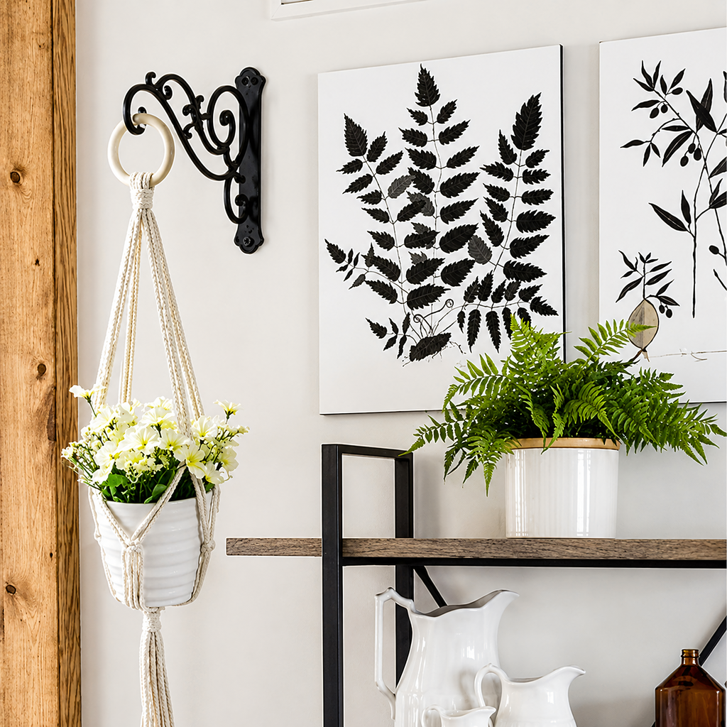 2x Metal Wall Hooks for Hanging Flower Pots and Garden Baskets